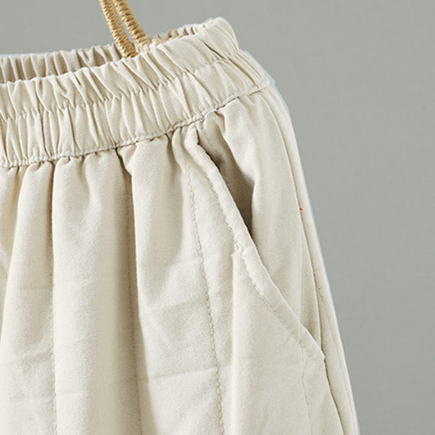 Buddha Stones Women's Ethnic Embroidery Flower Thermal Cotton Pants With Pockets - image 6