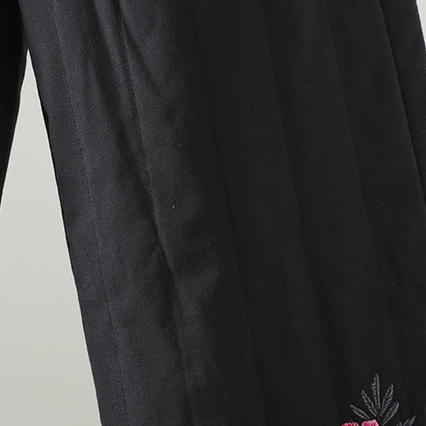 Buddha Stones Women's Ethnic Embroidery Flower Thermal Cotton Pants With Pockets - image 13