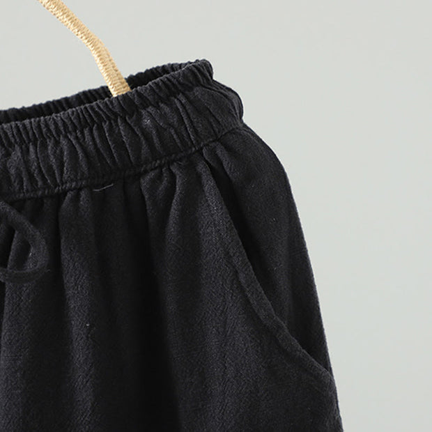 Buddha Stones Women's Pure Color Lace Patchwork Drawstring Thermal Cotton Pants With Pockets - image 11