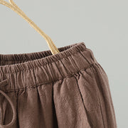 Buddha Stones Women's Pure Color Lace Patchwork Drawstring Thermal Cotton Pants With Pockets - image 5