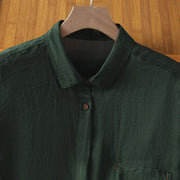 Buddha Stones Fall Commute Lapel Women's Long Sleeve Shirt With Pocket - image 3