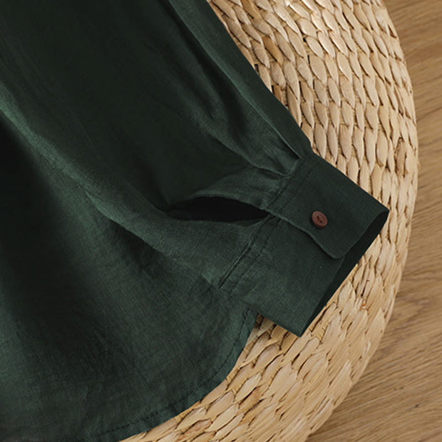 Buddha Stones Fall Commute Lapel Women's Long Sleeve Shirt With Pocket - image 8