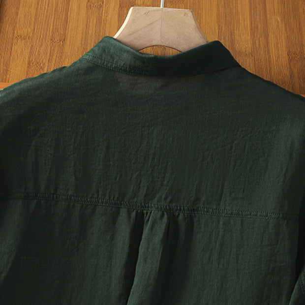 Buddha Stones Fall Commute Lapel Women's Long Sleeve Shirt With Pocket - image 5