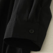 Buddha Stones Fall Solid Color Lapel Buttons Long Sleeve Cotton Midi Dress With Pockets - image 23