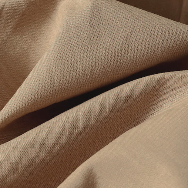 Buddha Stones Fall Solid Color Lapel Buttons Long Sleeve Cotton Midi Dress With Pockets - image 15