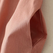 Buddha Stones Fall Solid Color Lapel Buttons Long Sleeve Cotton Midi Dress With Pockets - image 5