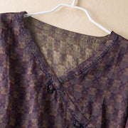 Buddha Stones Spring V-Neck Printed Floral Pattern Women's Long Sleeve Shirt - image 14