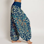 Buddha Stones Pure Cotton Retro Flowers Leaves Pattern Women's Elastic Waist Harem Pants - image 7