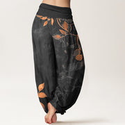 Buddha Stones Pure Cotton Softly Colored Leaves Pattern Women's Elastic Waist Harem Pants - image 6