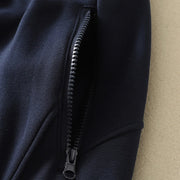 Buddha Stones Midnightblue Zipper Thermal Fleece-lined Cotton Women's Wide Leg Pants With Pockets - image 5