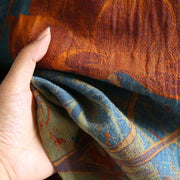 Buddha Stones Jacquard Flowers Pattern Frog-Button Stand Collar Long Sleeve Cotton Midi Dress - image 8