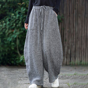 Buddha Stones Winter Men's Pure Color Drawstring Design Cotton High Waist Pants With Pockets - image 32