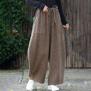 Buddha Stones Winter Men's Pure Color Drawstring Design Cotton High Waist Pants With Pockets - image 4