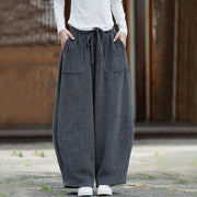 Buddha Stones Winter Men's Pure Color Drawstring Design Cotton High Waist Pants With Pockets - image 18