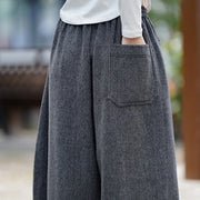 Buddha Stones Winter Men's Pure Color Drawstring Design Cotton High Waist Pants With Pockets - image 23