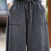 Buddha Stones Winter Men's Pure Color Drawstring Design Cotton High Waist Pants With Pockets - image 21