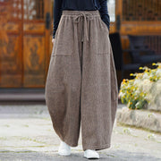 Buddha Stones Winter Men's Pure Color Drawstring Design Cotton High Waist Pants With Pockets - image 6