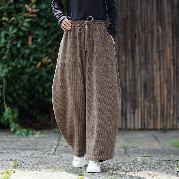 Buddha Stones Winter Men's Pure Color Drawstring Design Cotton High Waist Pants With Pockets - BurlyWood - US/UK/AU46，EU56 (5XL) - image 0