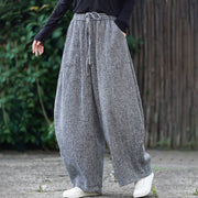 Buddha Stones Winter Men's Pure Color Drawstring Design Cotton High Waist Pants With Pockets - image 29