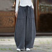 Buddha Stones Winter Men's Pure Color Drawstring Design Cotton High Waist Pants With Pockets - image 15