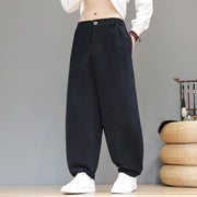 Buddha Stones Fall Sports Men's Pure Color Button Design Cotton Pants With Pockets - image 11