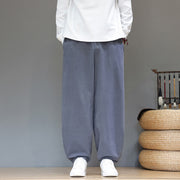 Buddha Stones Fall Sports Men's Pure Color Button Design Cotton Pants With Pockets - LightSlateGray - US/UK/AU46，EU56 (5XL) - image 5