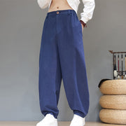 Buddha Stones Fall Sports Men's Pure Color Button Design Cotton Pants With Pockets - image 0