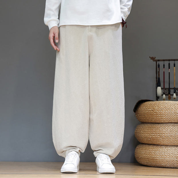 Buddha Stones Fall Sports Men's Pure Color Button Design Cotton Pants With Pockets - image 16