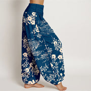 Buddha Stones Pure Cotton Simple Flowers Stream Pattern Women's Elastic Waist Harem Pants - image 2