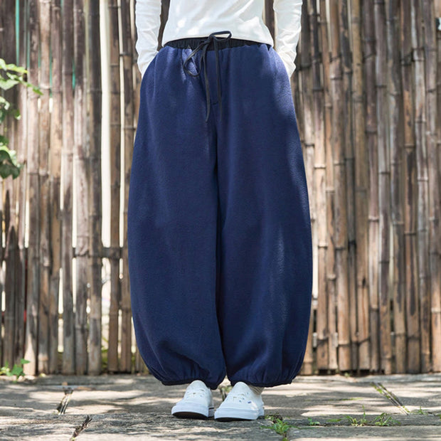 Buddha Stones Winter Men's Pure Color Elastic Cuff Design Cotton 9 Length Pants With Pockets - image 34