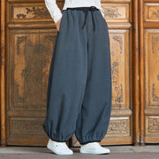 Buddha Stones Winter Men's Pure Color Elastic Cuff Design Cotton 9 Length Pants With Pockets - image 3