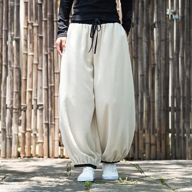 Buddha Stones Winter Men's Pure Color Elastic Cuff Design Cotton 9 Length Pants With Pockets - image 31