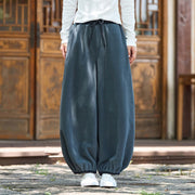 Buddha Stones Winter Men's Pure Color Elastic Cuff Design Cotton 9 Length Pants With Pockets - image 0