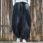 Buddha Stones Winter Men's Pure Color Elastic Cuff Design Cotton 9 Length Pants With Pockets - image 17