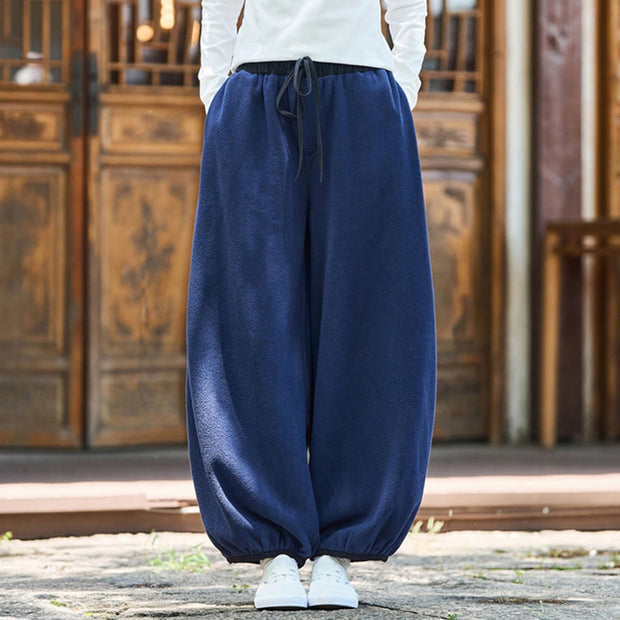 Buddha Stones Winter Men's Pure Color Elastic Cuff Design Cotton 9 Length Pants With Pockets - image 36