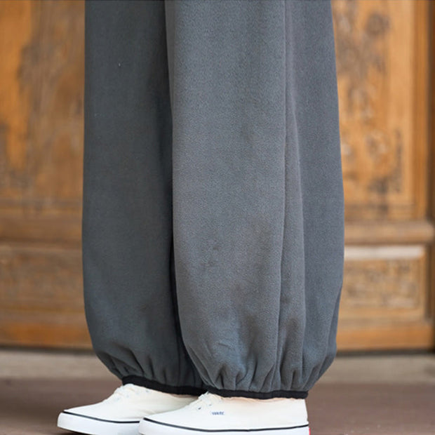 Buddha Stones Winter Men's Pure Color Elastic Cuff Design Cotton 9 Length Pants With Pockets - image 12