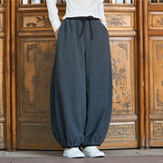 Buddha Stones Winter Men's Pure Color Elastic Cuff Design Cotton 9 Length Pants With Pockets - image 4