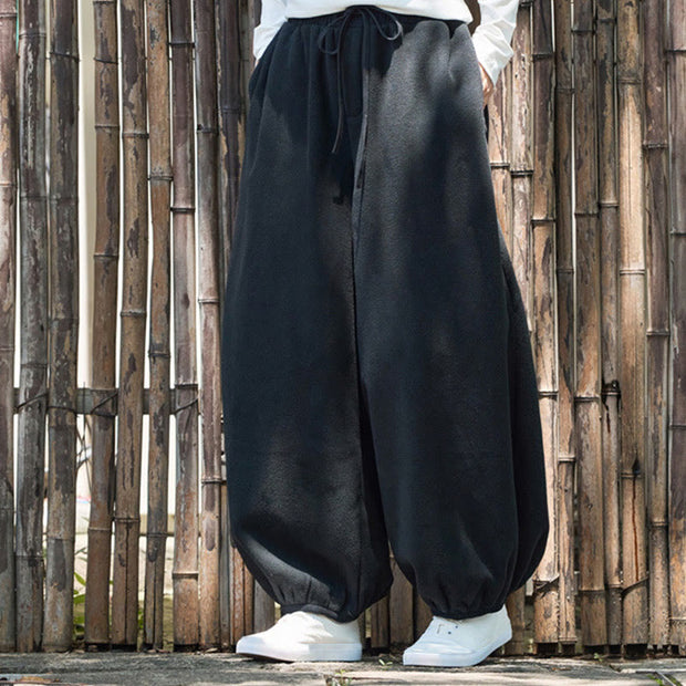 Buddha Stones Winter Men's Pure Color Elastic Cuff Design Cotton 9 Length Pants With Pockets - image 15