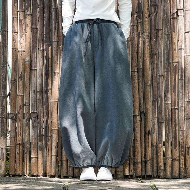 Buddha Stones Winter Men's Pure Color Elastic Cuff Design Cotton 9 Length Pants With Pockets - image 8