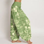 Buddha Stones Pure Cotton Simple Flowers Stream Pattern Women's Elastic Waist Harem Pants - image 10