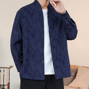 Buddha Stones Fall Jacquard Plants Flower Pattern Long Sleeve Men's Cotton Kimono - image 3