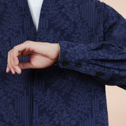 Buddha Stones Fall Jacquard Plants Flower Pattern Long Sleeve Men's Cotton Kimono - image 12