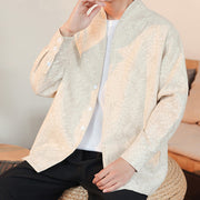 Buddha Stones Fall Jacquard Plants Flower Pattern Long Sleeve Men's Cotton Kimono - image 20