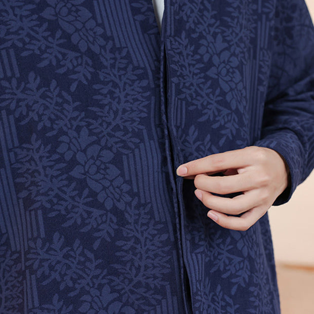 Buddha Stones Fall Jacquard Plants Flower Pattern Long Sleeve Men's Cotton Kimono - image 11