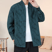 Buddha Stones Fall Jacquard Plants Flower Pattern Long Sleeve Men's Cotton Kimono - image 24