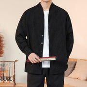 Buddha Stones Fall Jacquard Plants Flower Pattern Long Sleeve Men's Cotton Kimono - image 30