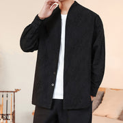 Buddha Stones Fall Jacquard Plants Flower Pattern Long Sleeve Men's Cotton Kimono - image 31