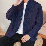 Buddha Stones Fall Jacquard Plants Flower Pattern Long Sleeve Men's Cotton Kimono - image 7