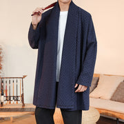 Buddha Stones Winter Jacquard Simple Design Men's Cotton Long Sleeve Kimono - image 6