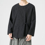 Buddha Stones Men's Chinese Frog-Button Plain Design Cotton Long Sleeve T-Shirt Zen Clothing - image 26